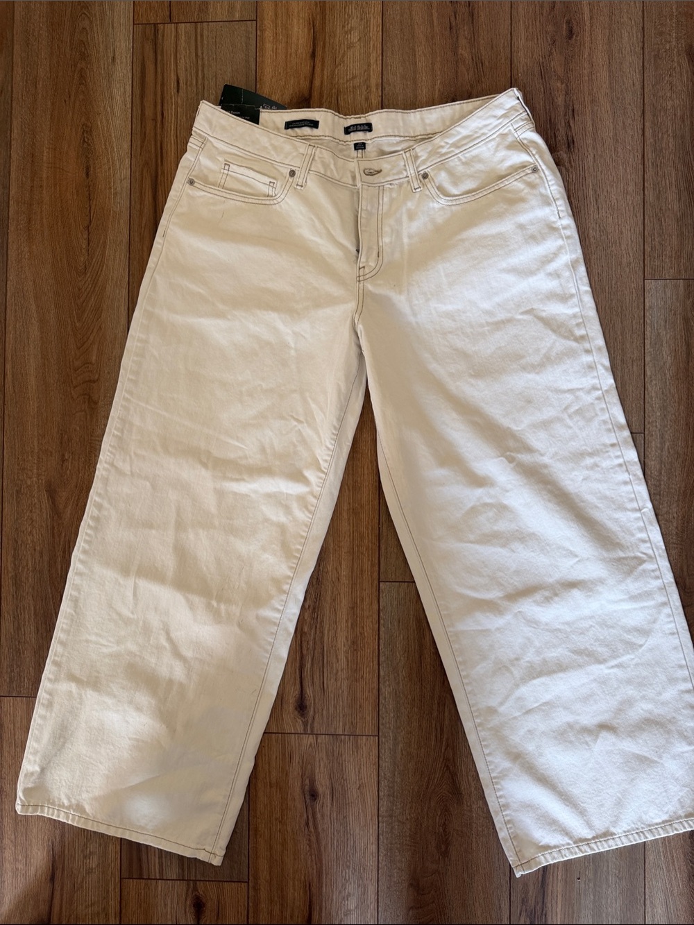 Cream Low Rise Baggy Jeans